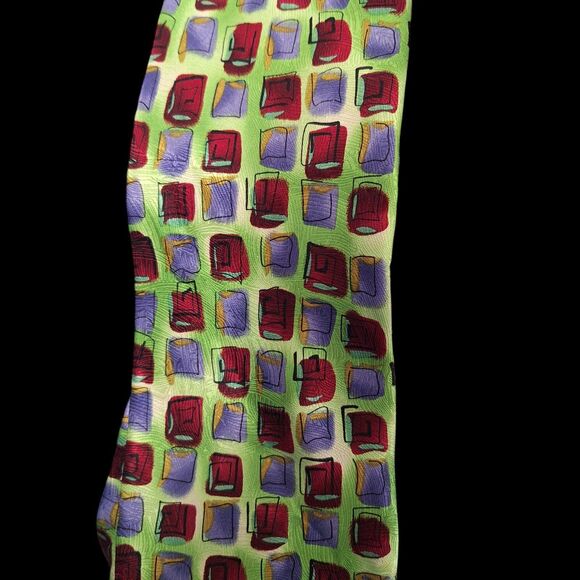 Jerry Garcia Silk Tie Colorful Bright Lime Green Chartreuse 100% Silk 2004 - Picture 1 of 8